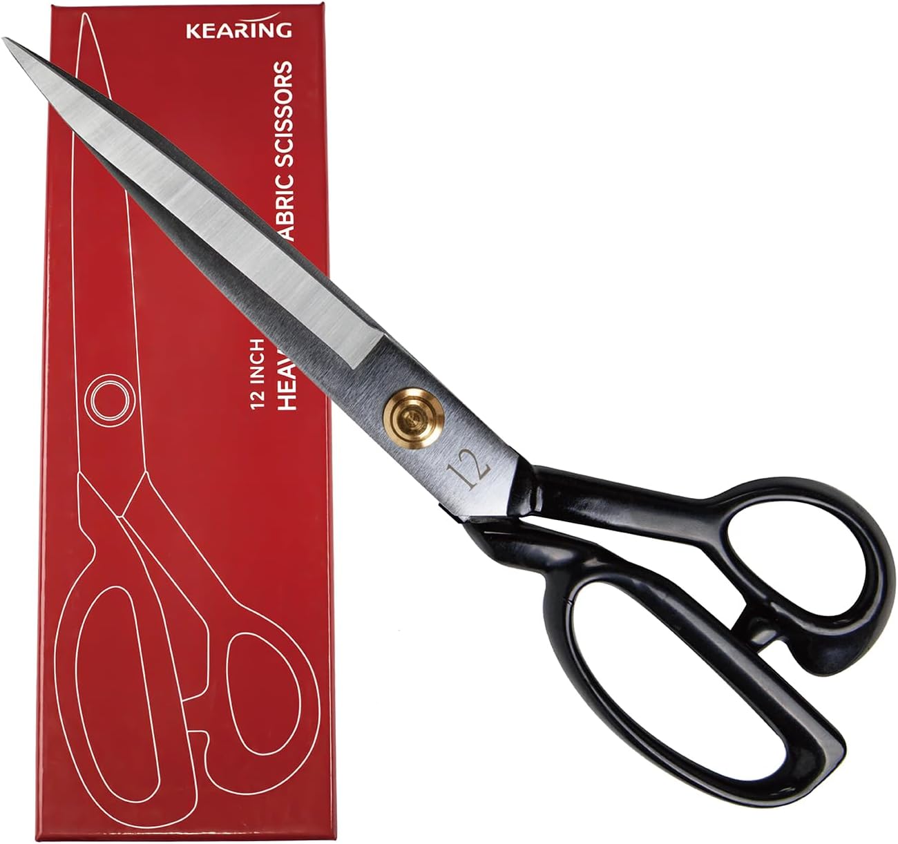 12 Inch Heavy Duty Fabric Scissors, Professional Tailor Shears for Precision Cutting of Leather, Denim, and Multi-Layer Fabrics for Sewing, Dressmaking, Cutting - 1 lb - Right-Handed