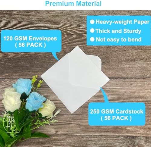 56 Pack Blank Cards and Envelopes 4.2 x 6.0 inches, White Blank Note Cards Greeting Card and Envelope Set, Folded Cardstock with Envelopes for DIY Greeting Card, Thank You Card, Invitations - Image 3