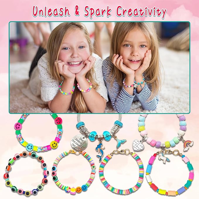 leitait Girls Toys Bracelet Making Kit -3400pcs Charm Jewelry Making Kit Supplies,Unicorn/Mermaid Crafts Birthday Christmas Gifts for Girls Ages 5 6 7 8 9 10 11 12 Years Old - Image 2
