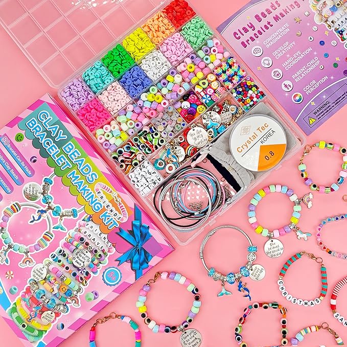 leitait Girls Toys Bracelet Making Kit -3400pcs Charm Jewelry Making Kit Supplies,Unicorn/Mermaid Crafts Birthday Christmas Gifts for Girls Ages 5 6 7 8 9 10 11 12 Years Old - Image 5